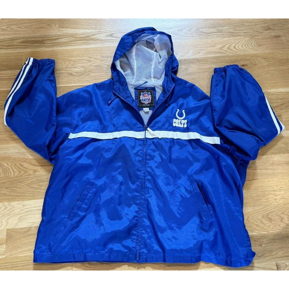 Vintage NFL Game Day  Indianapolis Embroidered Colts Zip Up Windbreaker XXL